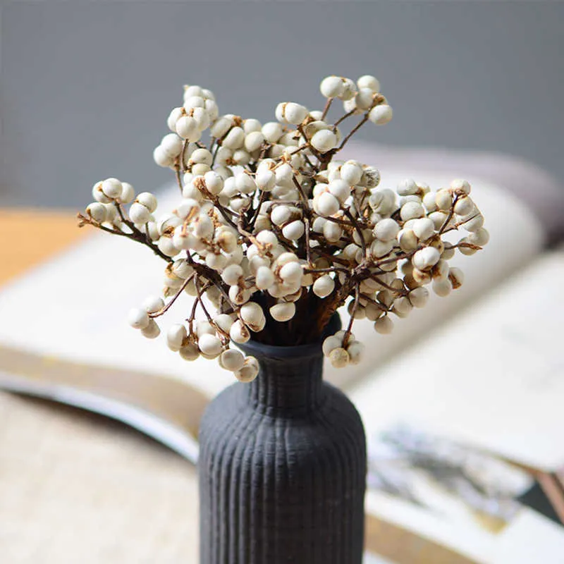 20 pz batuffoli di cotone naturale piante da fiore dired secchi veri mazzi di frutta bianca fiori decorativi feste fai da te decorazione della casa di nozze 210624