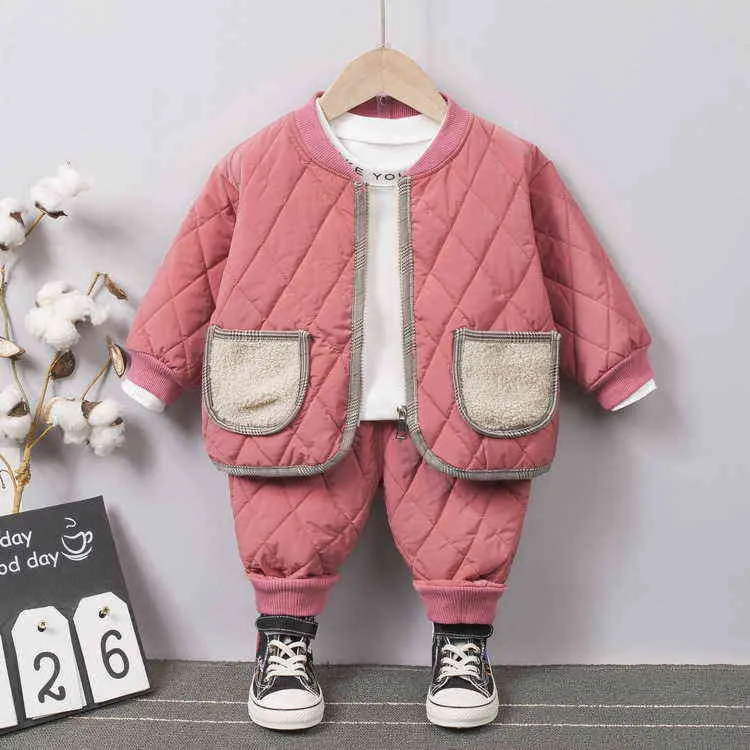 Fashion Clothing Sets Baby Boys Clothes Models Cotton-Padded Home Two-Piece Suits For Children 1-6 Year Old 211224