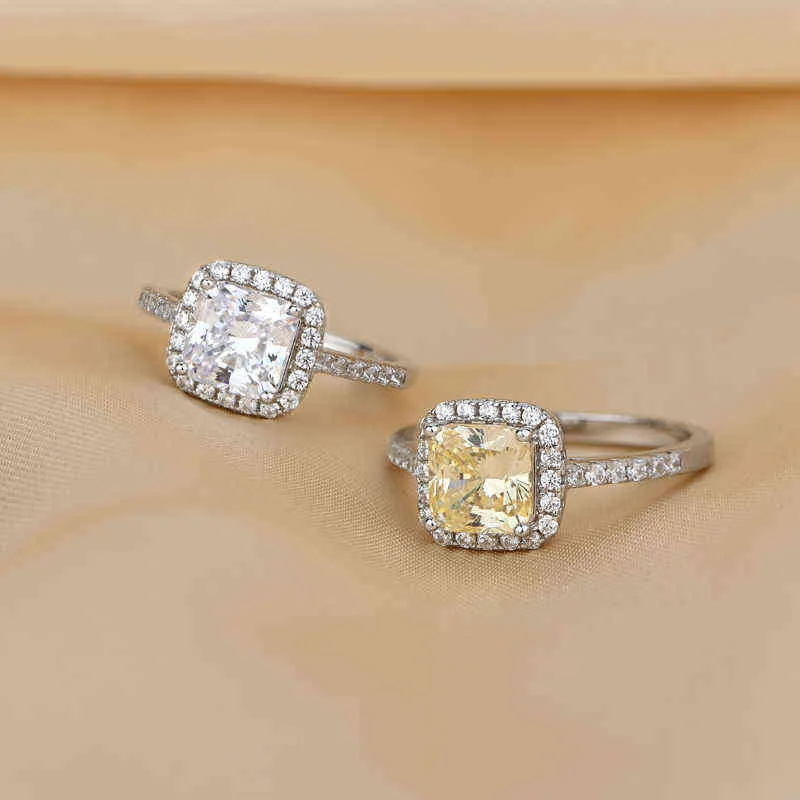 OEVAS 100% argento 925 anelli di nozze di diamanti ad alto tenore di carbonio le donne scintillanti festa di fidanzamento gioielli creati 211217