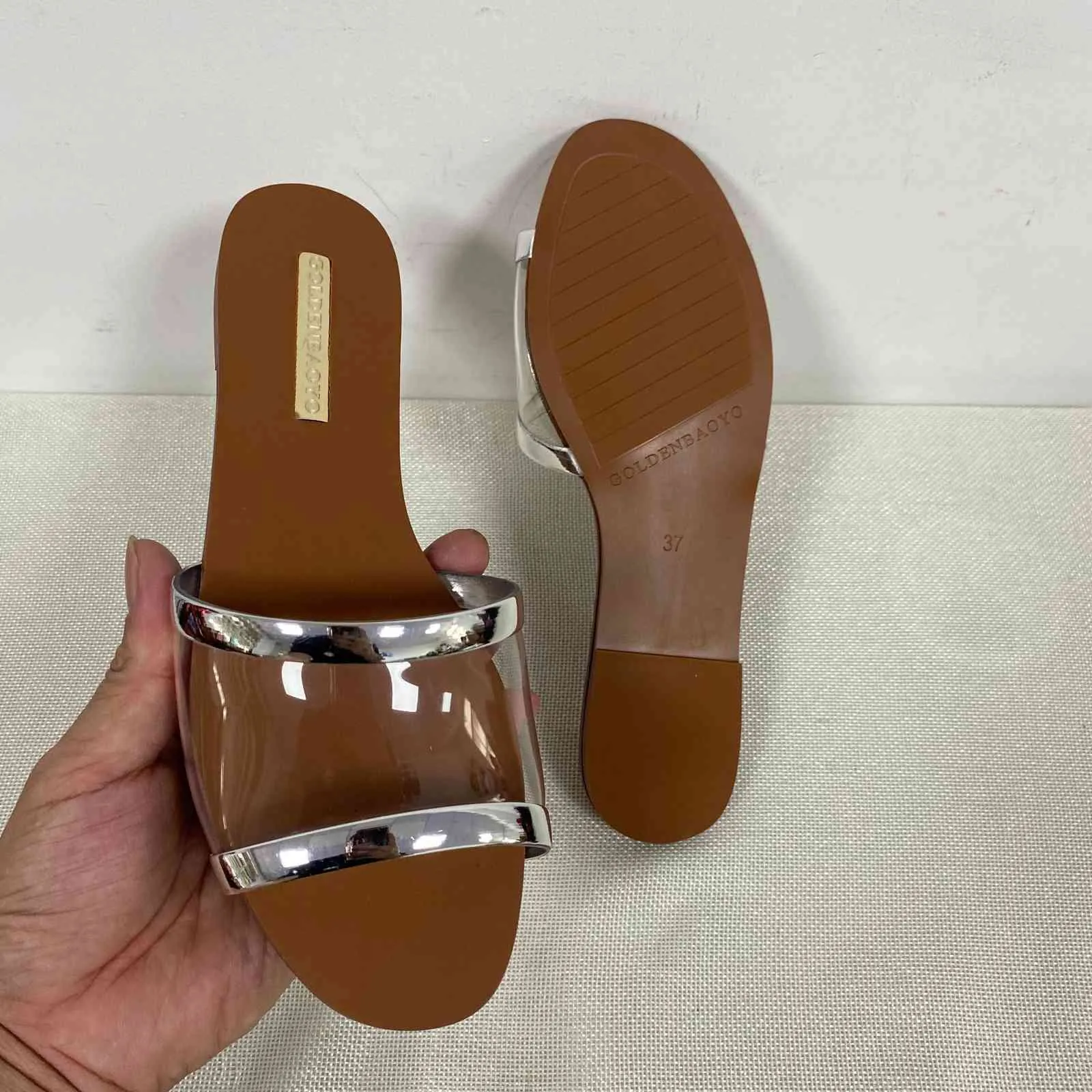Pantofole da donna estive scarpe da spiaggia piatte sandali trasparenti alla moda pantofole da donna donna 2021 infradito