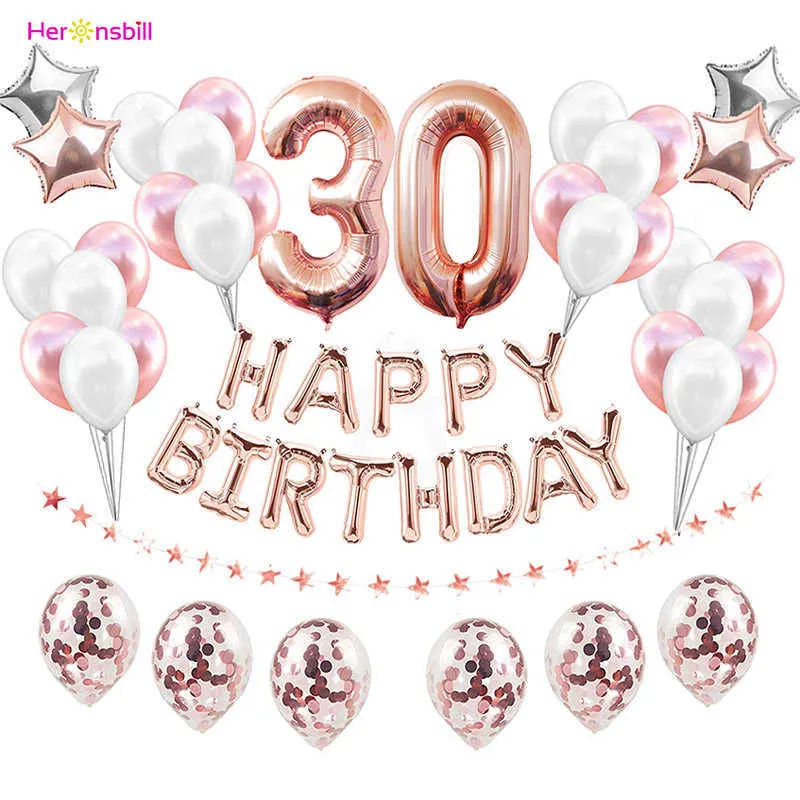 Happy Birthday Balloons Kits Decorações De Party Adulto Crianças Menina Menina Suprimentos Primeiro 1 1 2 3 4 5 6 7 8 9 18 21 30 40 50 60 210610