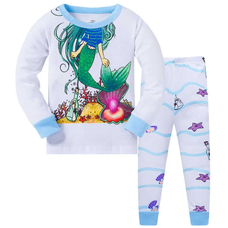 Jumping Meters 3-8T Children's Cotton Animals Home Clothes Girls Long Sleeve Pyjamas for Autumn Spring Baby Suit Sleepwear 210529