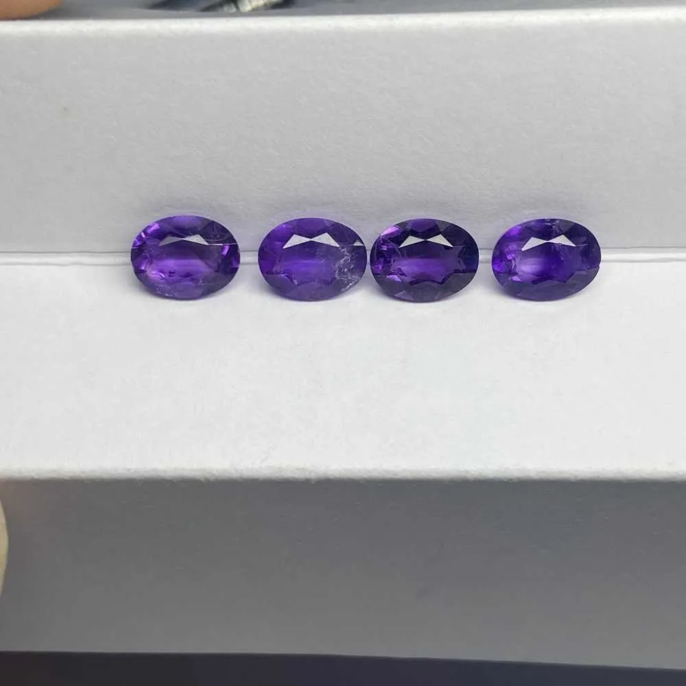 10 pièces 1 sac naturel brésilien améthyste pierre précieuse forme ovale 6x8mm violet pierres précieuses originales pour la fabrication de bijoux de mode H1015