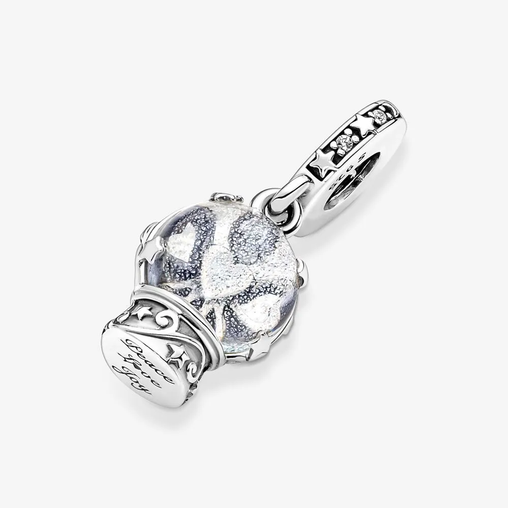 100% 925 Sterling Silver Snow Globe Angel Dangle Charms Fit Original European Charm Bracelet Fashion Wedding Engagement Jewelry Ac2410