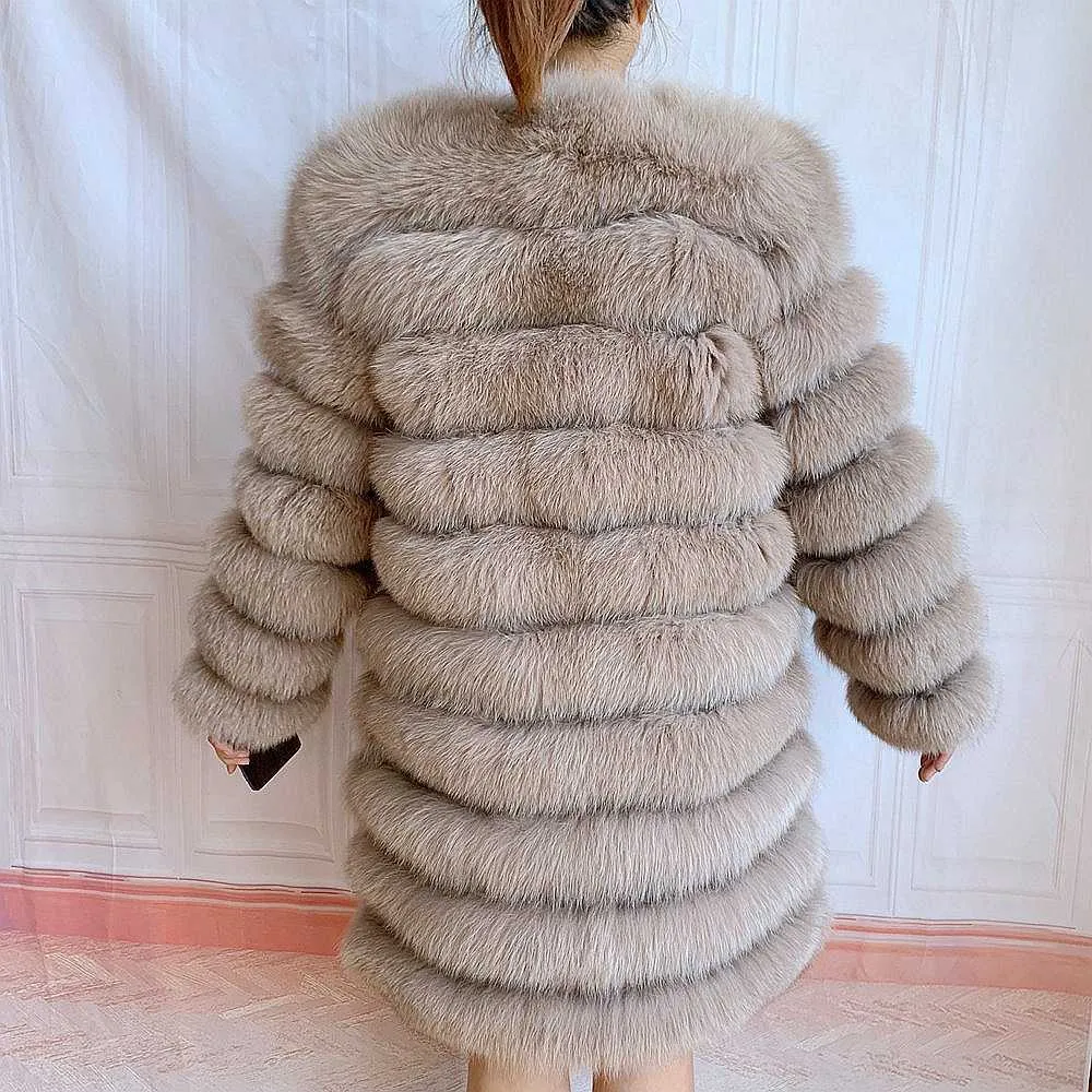Mode hiver chaud femmes manteau fourrure naturelle vraie veste à manches longues détachable longue 210902