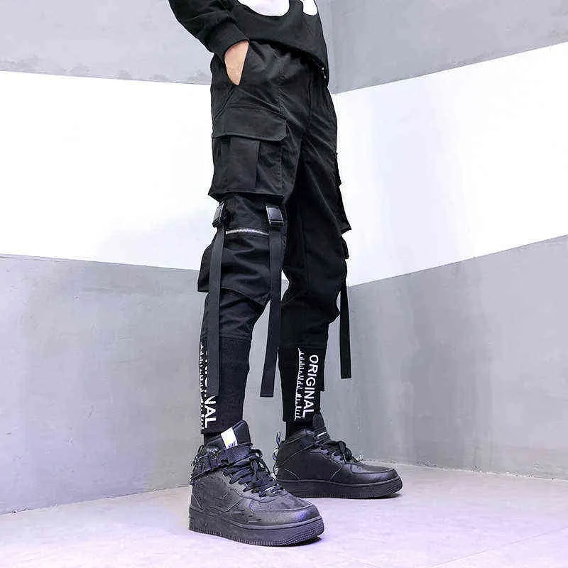 Japanische Mode Jogginghose Streetwear Cargo Hosen für Männer Band Taschen Jogger Techwear Herren Hosen Hip Hop 211108