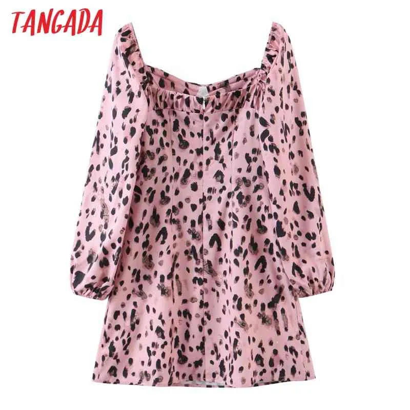 Moda Donna Leopard Print Off Spalla Arrivo Manica lunga Ladies Mini Dress Vestidos SL547 210416