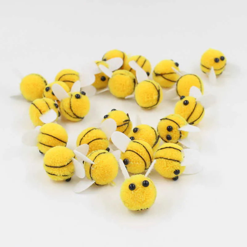Pompom 20mm Yellow bee Soft Pompones Fluffy Plush Crafts DIY Pom Poms Ball Furball Home Decor Sewing Supplies Y0630