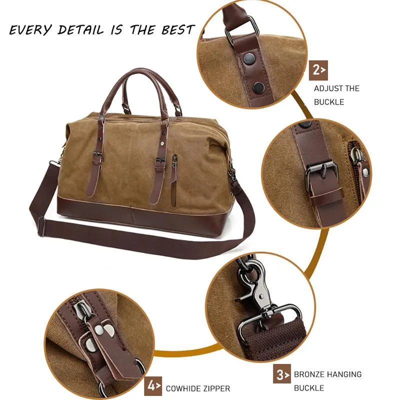 Duffel Bags Big Capacity Fashion Travel Bag For Man Women Weekend Canvas Leather Duffle Portable Carry Luggage Handbags205a