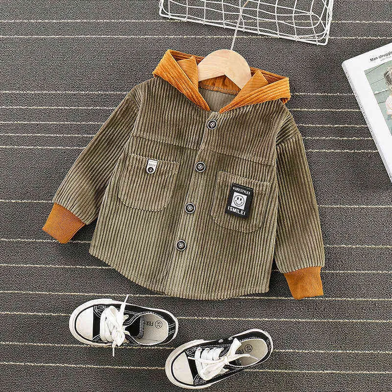 Boy Girl Light Wool Core Giacche bambini Cappotto Bambini Splice Capispalla Abbigliamento Primavera Autunno Abbigliamento sportivo con cappuccio 1-6T 211204