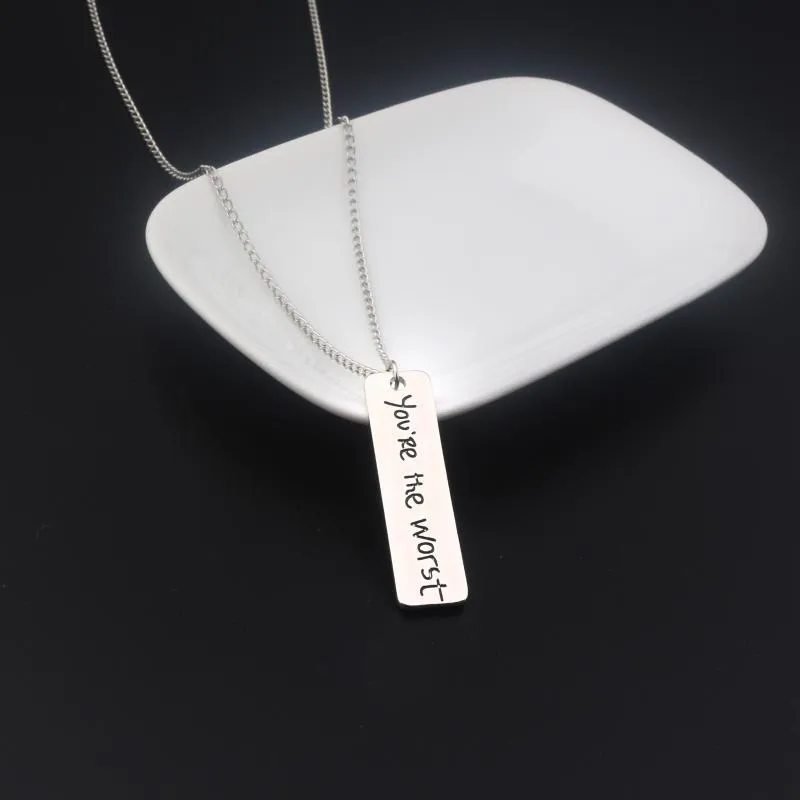 Colares de pingente RJ Você é o colar inspirador de letras é um acessório de jóias de corrente Chker de aço inoxidável personalizado Gift273c