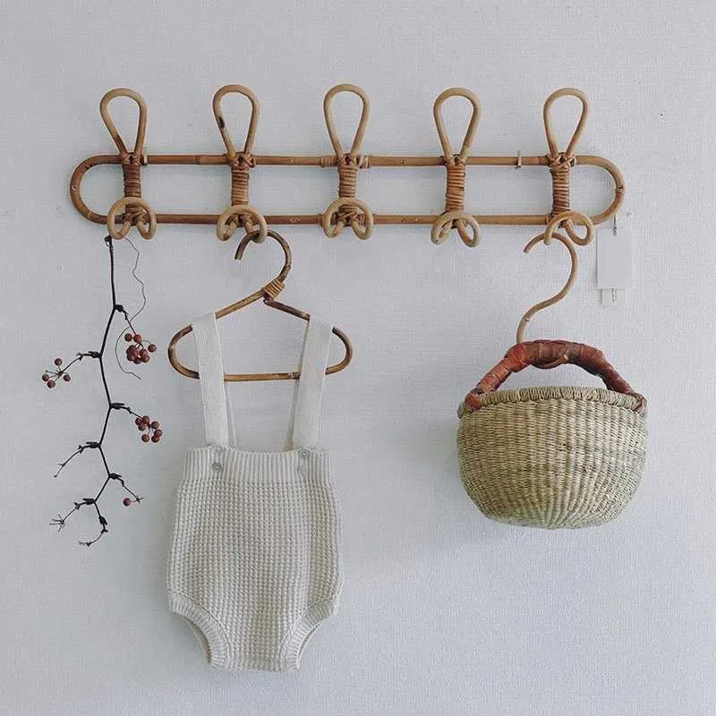 Ins main rotin cintre crochets muraux vêtements chapeau sac à main crochet crochet crochet porte-tissu organisateur cintres pour la décoration de la maison 210702