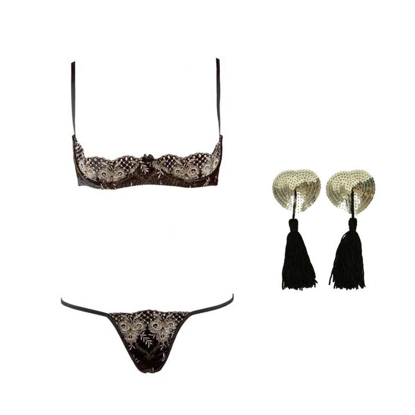 NXY set sexy Lingerie da donna Seduzione sexy Seno aperto Reggiseno push-up piccolo Intimo slip cavallo 1127