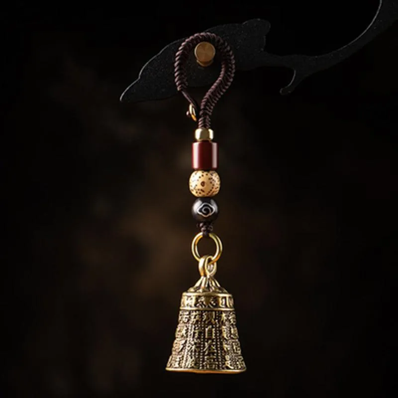 Klasyna miedziana guan yin serce sutra bell car klucz wiszący biżuteria vintage mosiężna wisiorka na brelok do Lucky Buddhist Decoration for ke302z