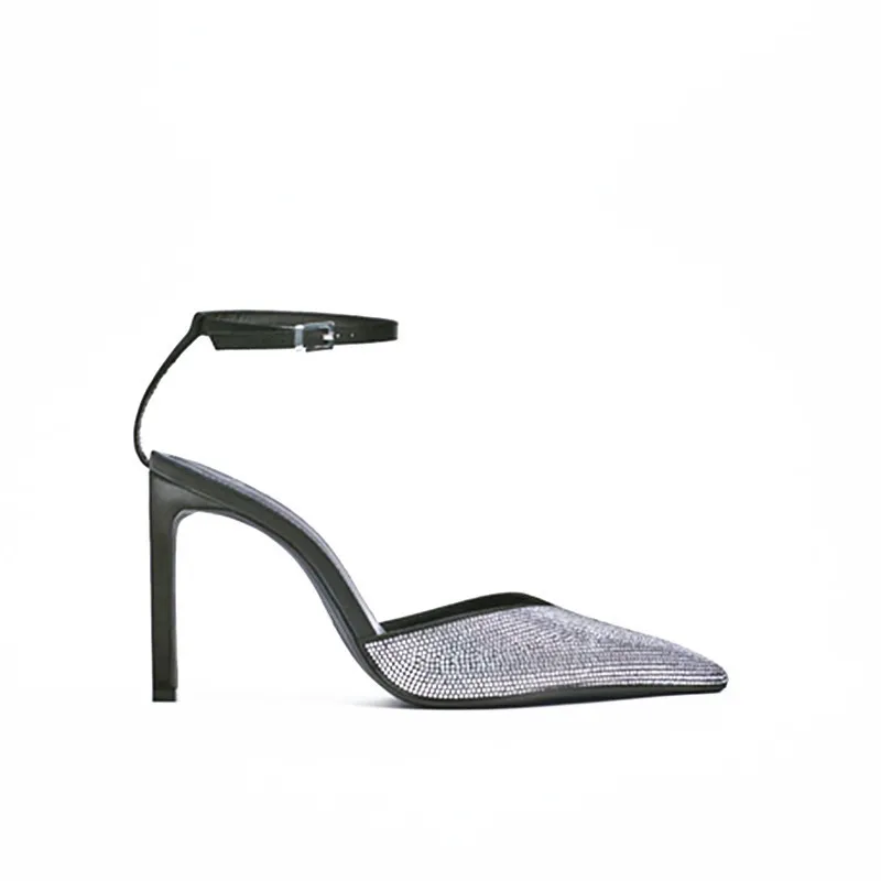Mode Damen Schuhe 2022 Sandalen Stiletto Heels Anzug Weibliche Beige Große Größe Luxus Neue Spitze Bis Geschlossene Mädchen Samt Spitz hohe