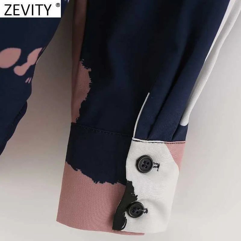 Zevity Femmes Mode Couleur Correspondant Cravate Teinté Smock Blouse Femme À Manches Longues Poitrine Kimono Chemises Chic Blusas Tops LS7666 210603