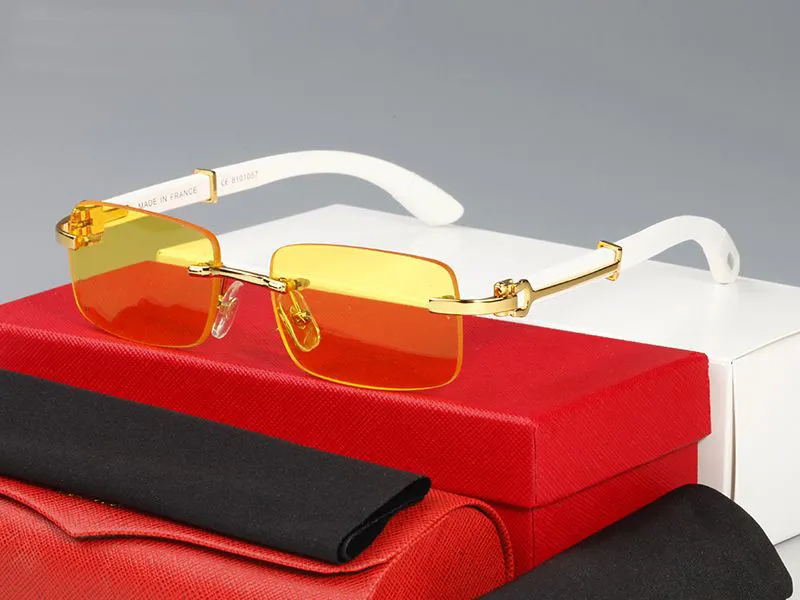 Neue Holz Sonnenbrillen Für Männer Weiß Holz Buffalo Horn brillen Frauen Marke Design Bambus Randlose Sonnenbrille Oculos Lunettes De 222Q