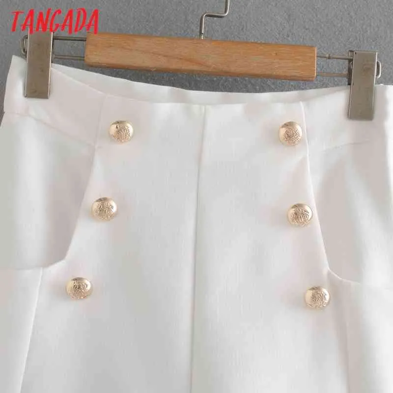 Pantaloncini retrò da donna eleganti con bottoni bianchi Tasche laterali con cerniera Pantalones 2XN51 210416