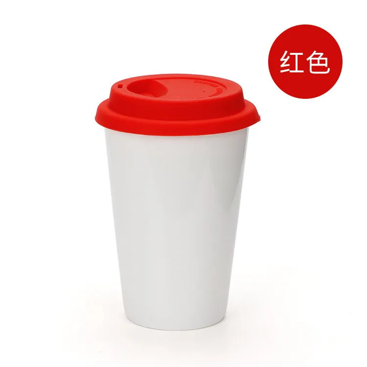 DIY logotipo personalizado 350ML 12oz forma de cono Taza de cerámica café leche té taza sublimación taza en blanco con cubierta de silicona 0301