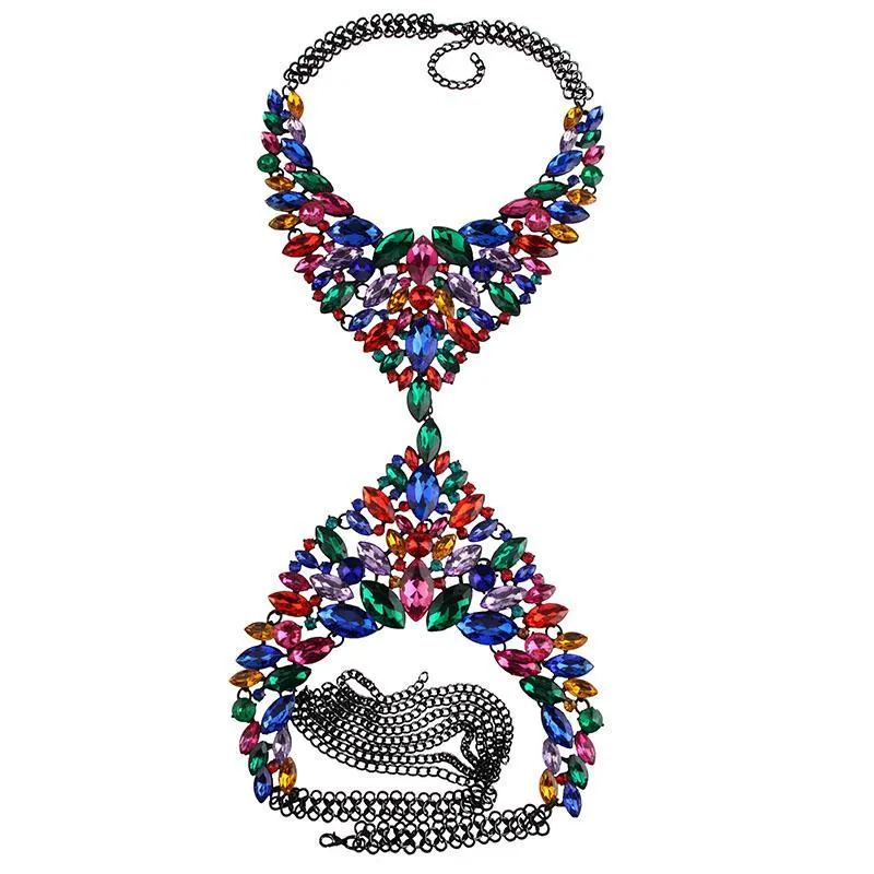 Vedawas Summer Long Body Chain Sexy Handmade Crystal Chunky Maxi Luxury Gem Statement Necklace for Women Whole264g