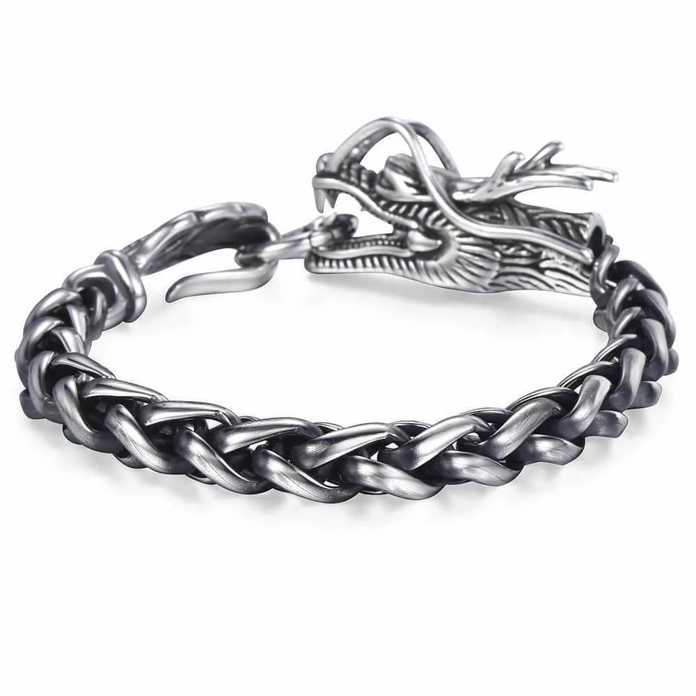 DAVIESLEE DRAGON CABEÇA MEMINA MASCO MASCO 316L Aço inoxidável Bracelet Link Chain Jóias punk 9mm 21 5cm DLHB450 2106273H