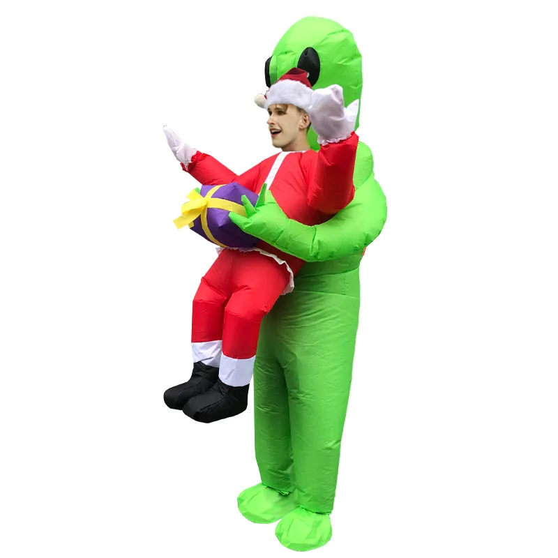 Mascot CostumesNova Christmas Green Fato Estrangado Adulto Engraçado Inflável Papai Noel traje Monstro Terno Festa Carnaval Carnaval Trajes Ano Novo 20