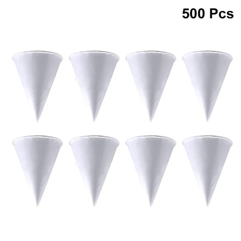 500 copos de papel cone descartáveis, recipiente branco de sorvete, copo de água ecológico para aeroporto, barraca de rua, restaurante, canudos 255u