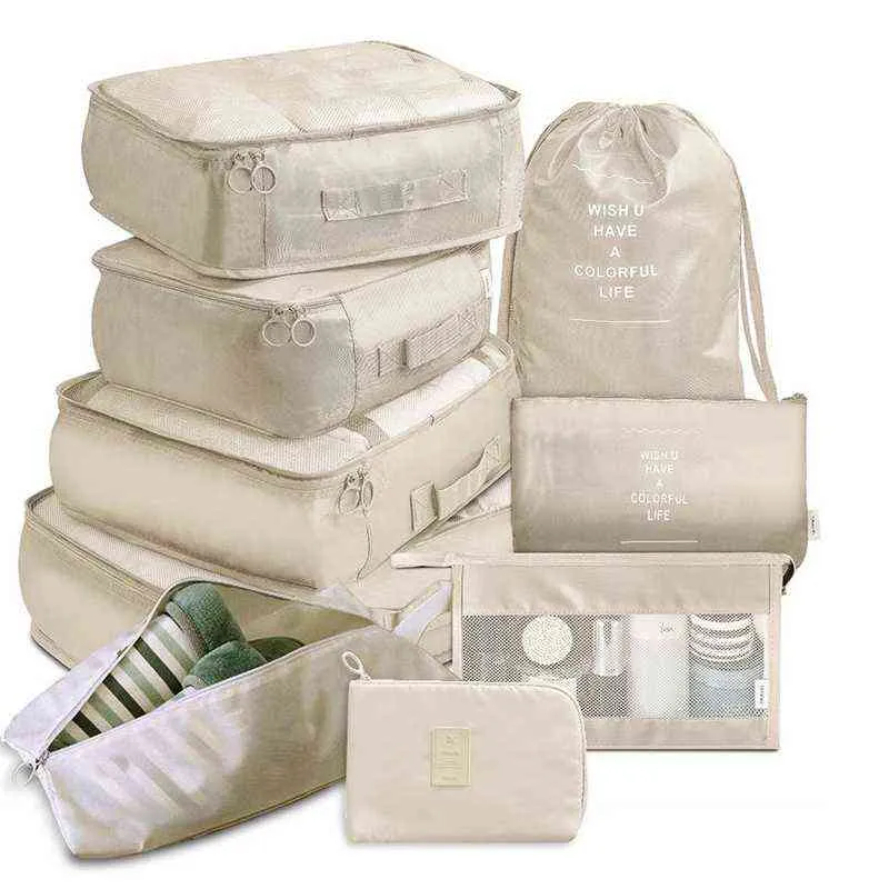 9 -st set reispakket bagage -organisator kleding opslagkasten hoogwaardige waterdichte cosmetische toiletbag Travel Accessoires 211246LL