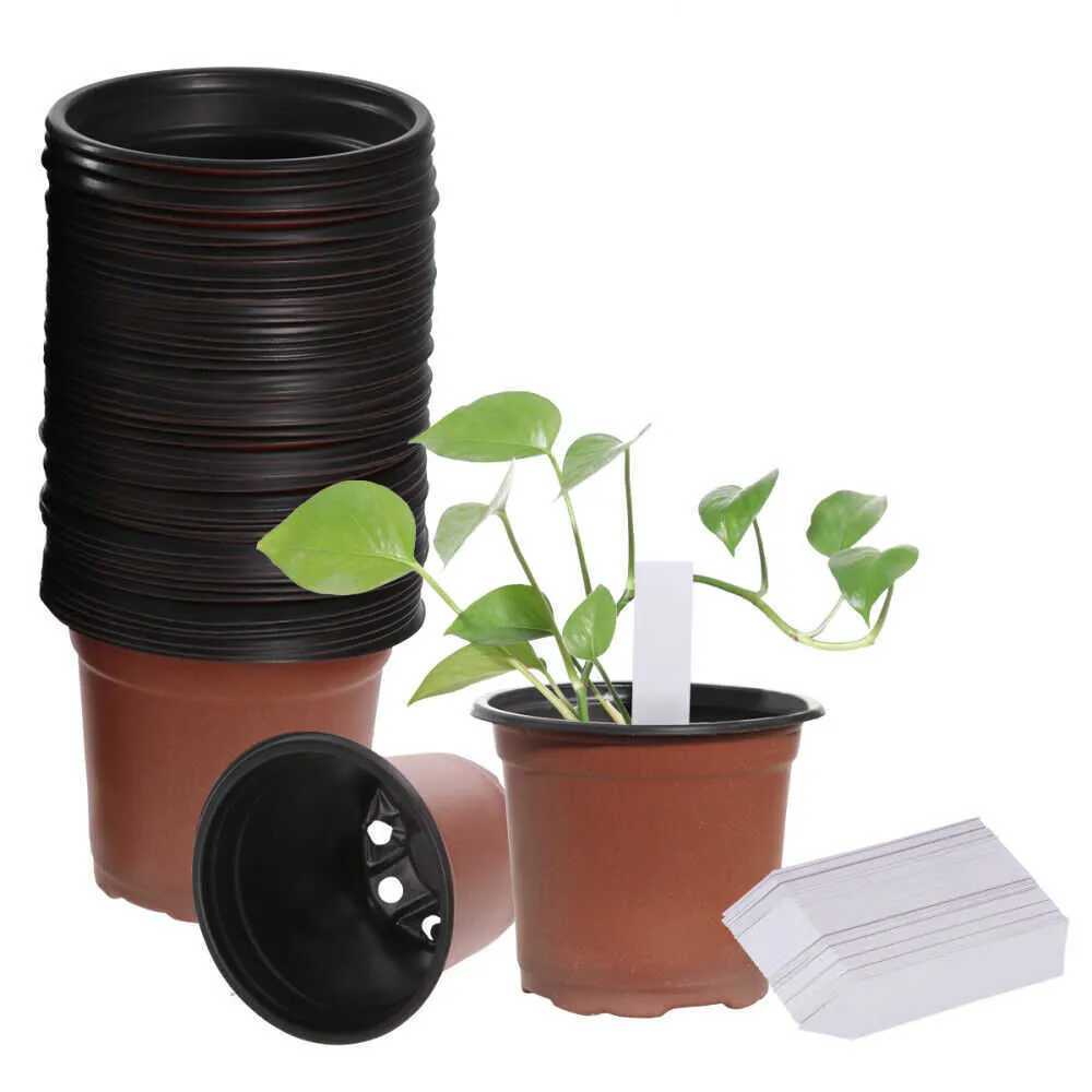 Podwójne Doniczki Kwiatowe Plastikowe Czerwone Czarne Przedszkole Przeszczep Przeszczep Basin Niesprzeciwny Doniczka Home Planters Ogród Dostawy DAP46