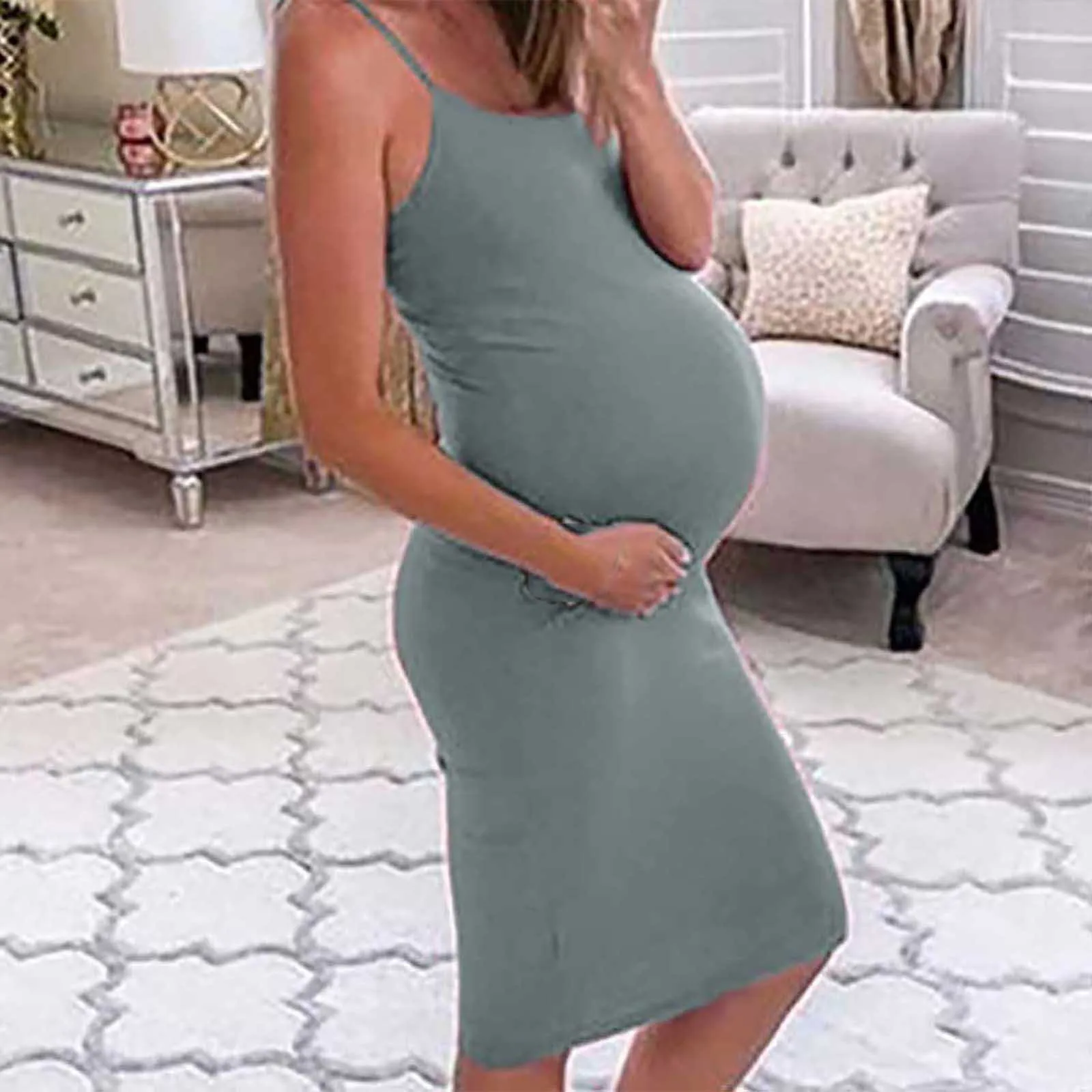 Abito da gravidanza Donna Casual Abito senza maniche Fionda Moda Donna incinta Abbigliamento Allattamento Abito lungo da allattamento Q07132451992