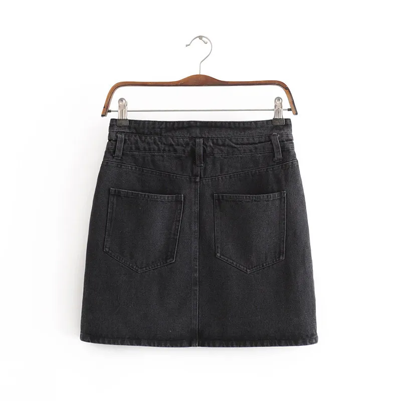 Skönhet Kvinnor Sexig Mini Denim Kort Kjol Sommarficka Hög Midja Wild Casual Washed Black Bag Höft 210514