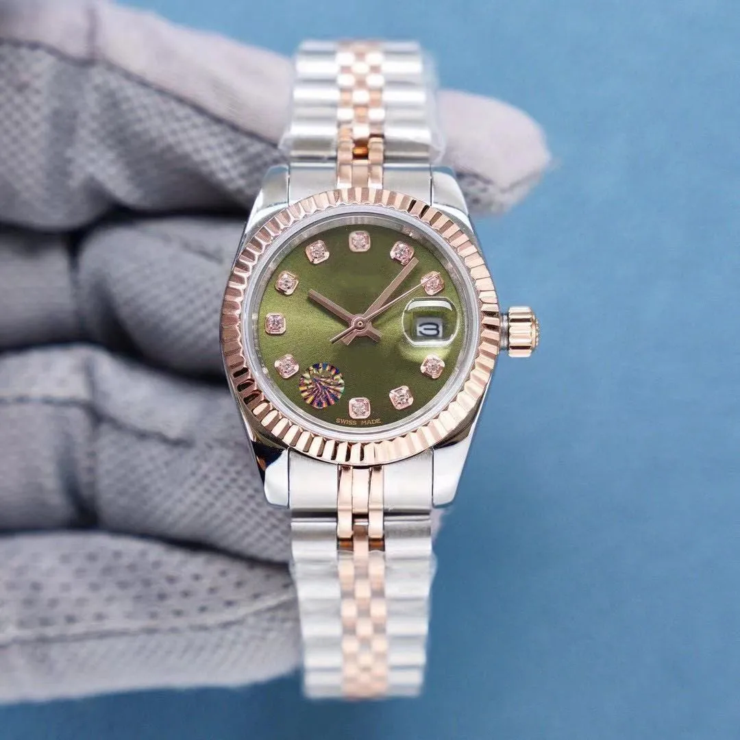 Красивые модные женские часы с сапфировым зеркалом, 31 мм, женские часы, браслет, часы из нержавеющей стали, дата, кольцо с бриллиантом, автоматический mech259J