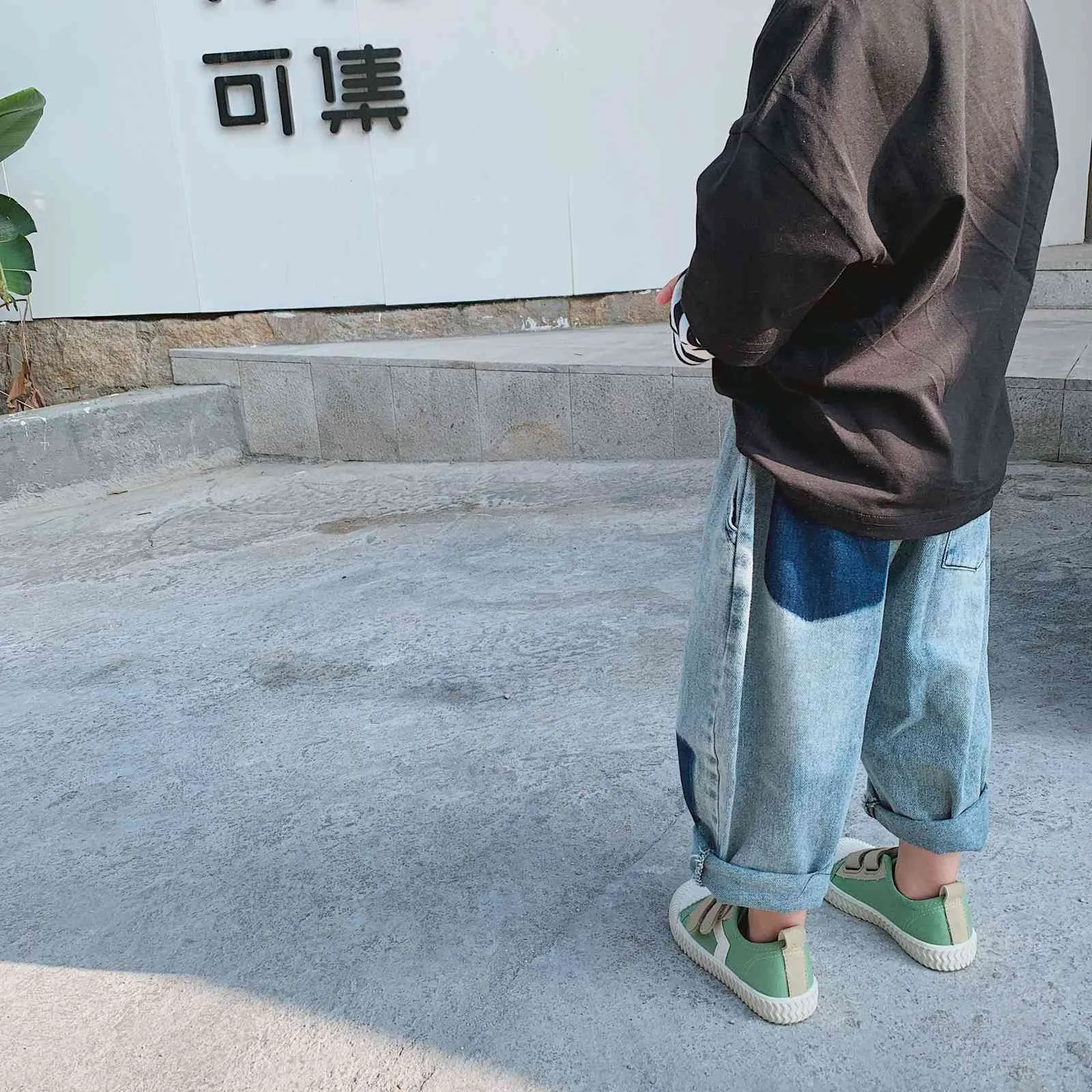Herfst Jongens Mode Contrast Kleur Losse Jeans Koreaanse stijl Aankomst HIP HOP Denim Broek 210508