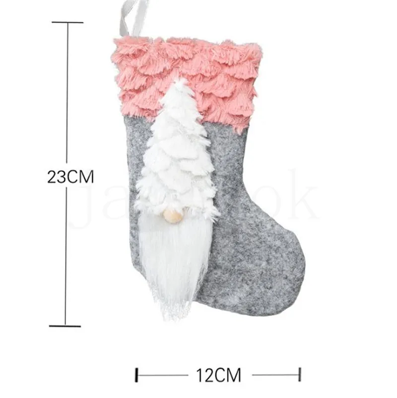 Nyaste Pulsh Gnome julstrumpor Gnome Kids Presentväska godisväskor dvärg Santa Xmas Tree Hanging Ornament Socks Home Party Decoration DD519