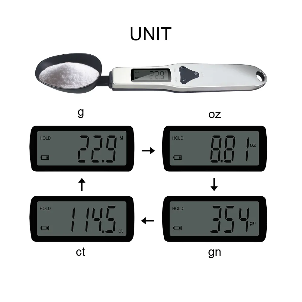 500g 0.1g Balanza de cuchara de medida digital Mini LCD Balanza de cocina Balanza de peso Herramientas de medición de gramos Balanza de alimentos para grano 210401