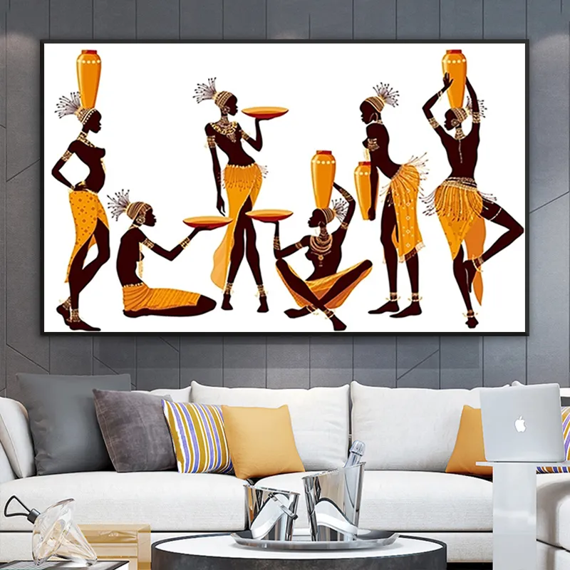 Astratta donna africana tela pittura moderna arte della parete poster e stampe semplicità decorazione immagini soggiorno murale