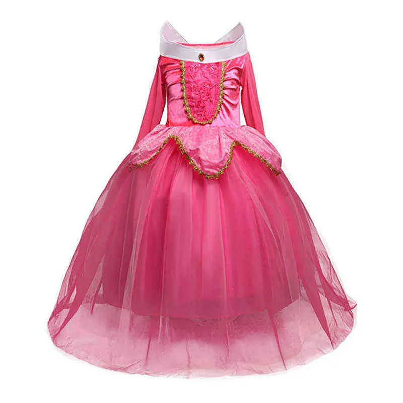 Filles Princesse Robe Enfants Fête De Noël Costume De La Belle Au Bois Dormant Enfants Bleu Rose Fantaisie Déguisement Cadeau D'anniversaire Aurora Costume G1215