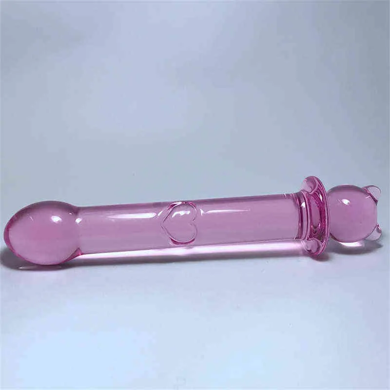 NXY Consoladores Consoladores De Cristal Color Rosa Con Forma Conejo Para Mujer Consolador Realista Pene Grande Punto G Tapn Anal Juguetes 220111