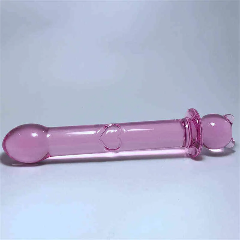 NXY Godes Consoladores De Cristal Couleur Rosa Con Forma Conejo Para Mujer Consolador Realista Pene Grande Punto G Tapn Anal Juguetes 220111