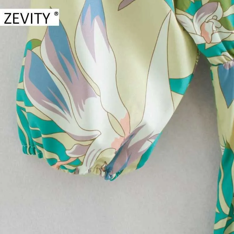 Zevity kobiety tropikalny urlop druku Slash Neck Casual Slim Midi Sukienka Kobieta Krótki Rękaw Vestido Chic Suknie biznesowe DS4409 210603