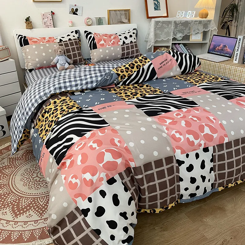 Geometryczny kreskówka z tkaniny z tkaniny lodu LoveHeart Kids Duvet Cover 220x240 Queen King Bedclothes Bed