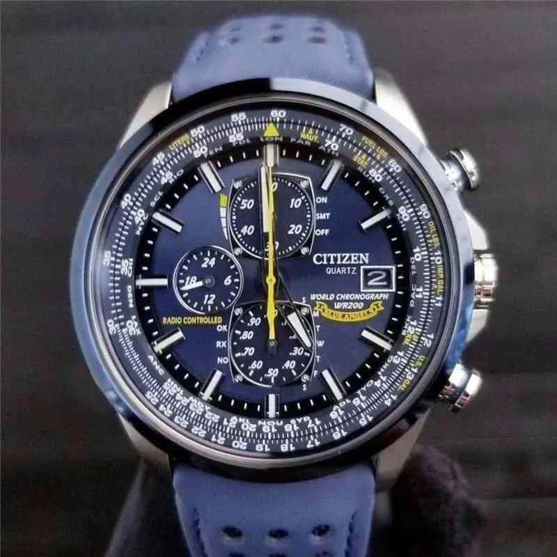 Luxury Wate Proof Quartz Watches Business Casual Steel Band Watch Men's Blue Angels World Chronograph Wristwatch179s