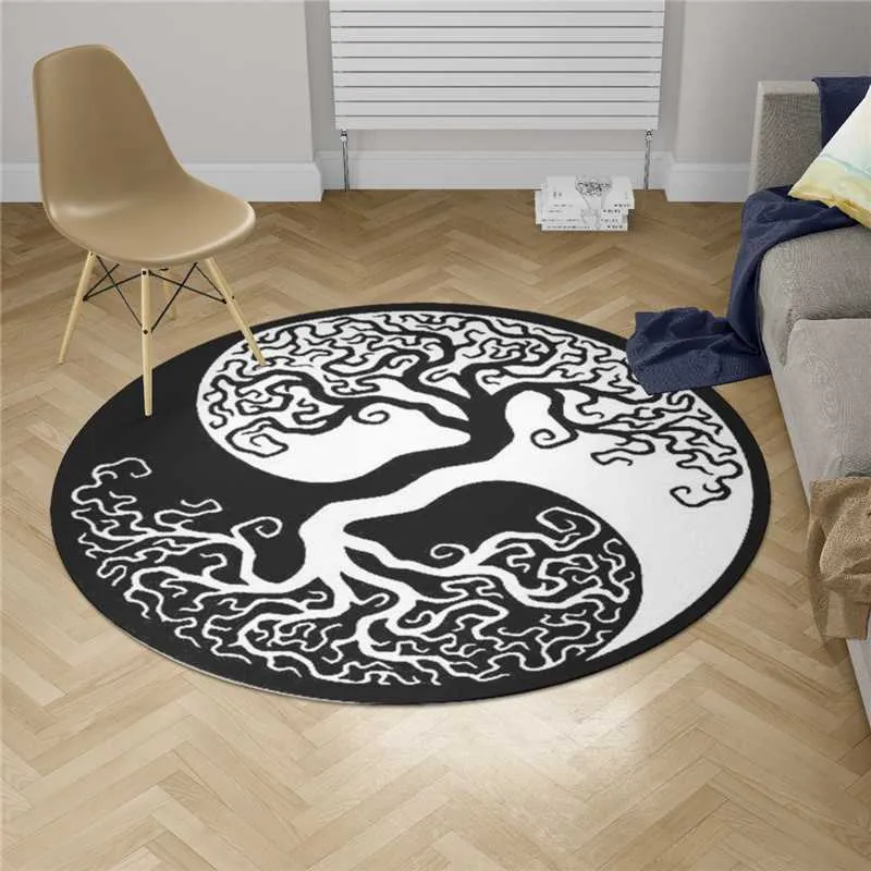 Viking Tattoo Carpet Square Anti-Skid Obszar Mata 3D Dywan Dywanik Mat Dining Room Salon Soft Sypialnia Dywan 03 210928