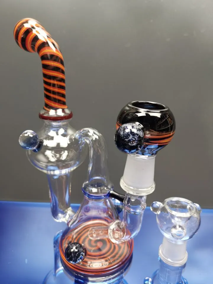 Bong en verre tuyau d'eau recycleur couleurs uniques tuyaux d'art en verre 18,8 mm joint mâle mothshopshop