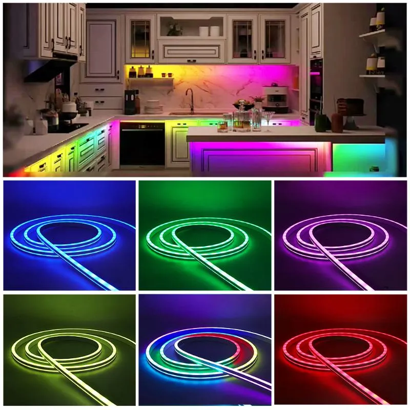 Tiras WS2812B RGB Neon Strip Light DC5V Ao Ar Livre À Prova D 'Água Flexível Dimmable 5V USB LED Tape Dream Color 1 2 3 4 5m2971