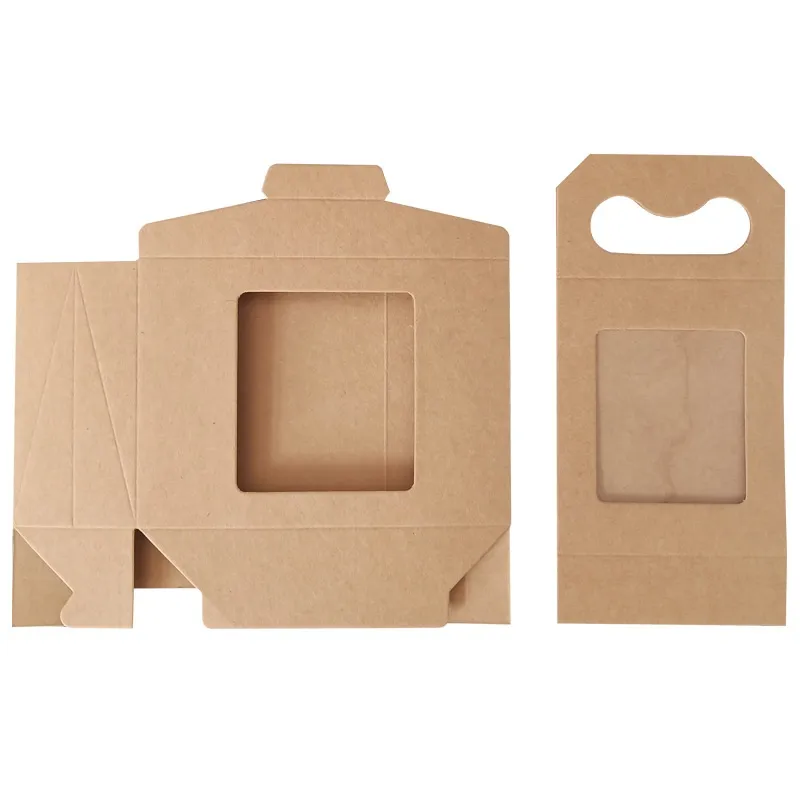 200 pièces papier Kraft Mini fenêtre petite boîte Portable chinois blanc boîte-cadeau thé emballage boîte en gros