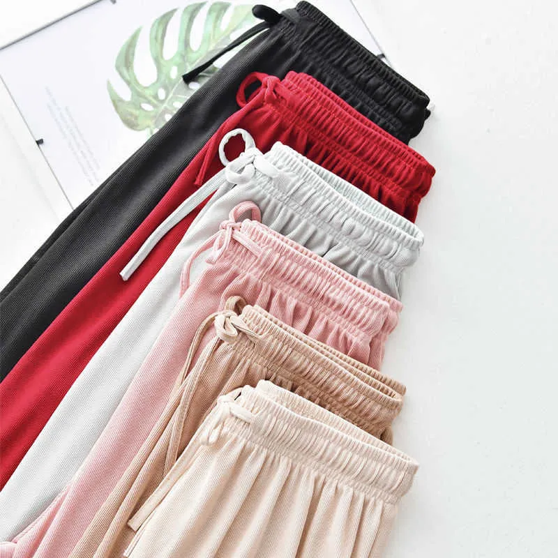 Summer Women Thin ice silk radish pants bunch foot sports women's lantern loose casual Q0801