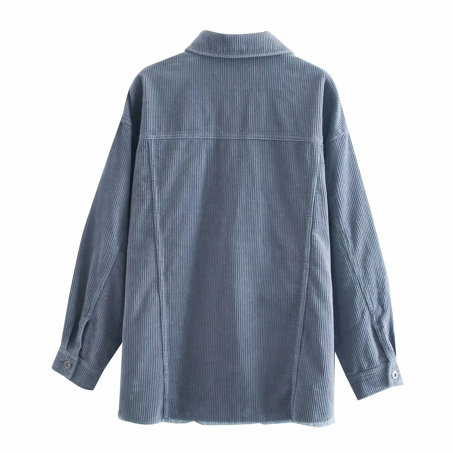 Chaqueta de camisa de pana Vintage para mujer, abrigo de una botonadura con borlas de gran tamaño, ropa de calle 210421