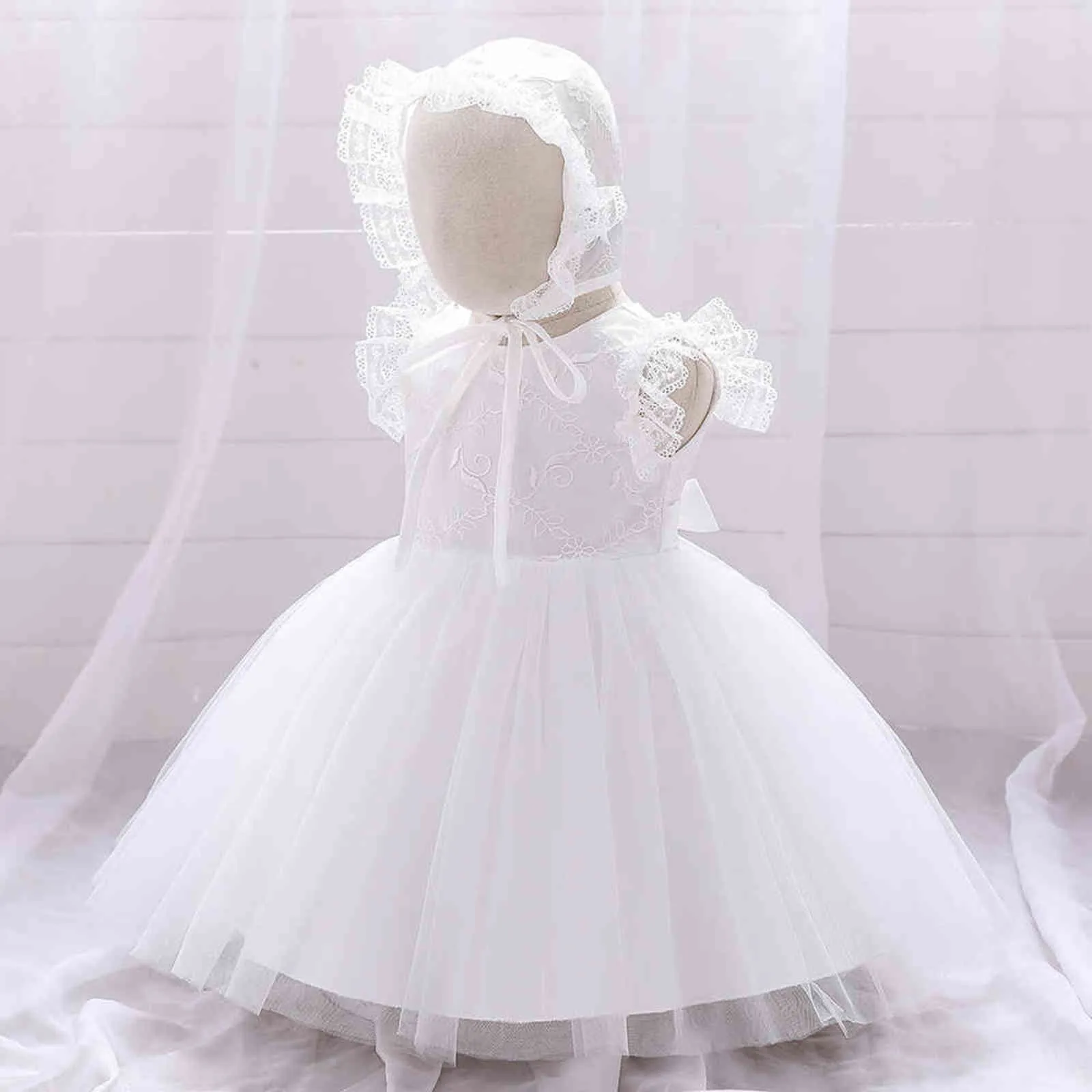 Bébé Fille Robe Robes De Baptême Pour Les Filles 1ère Année Fête D'anniversaire De Mariage Bébé Infant Blanc Baptême Princesse Robe G1129