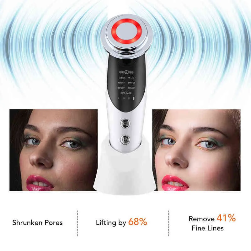 7 in 1 RF&EMS LED Skin Rejuvenation Beauty Device Anti-Aging Lifting Wrinkle Remover Micro Current Vibration Face Massage 220110